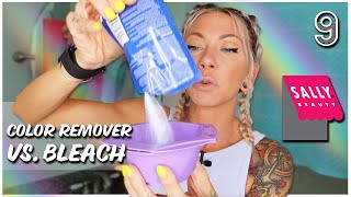 REMOVING DARK HAIR COLOR bleach vs color remover from sallys [upl. by Araihc]