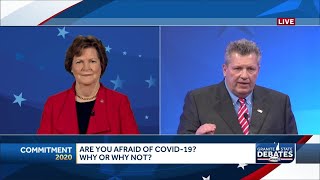 2020 NH US Senate debate Fear of COVID19 and whether another shutdown is needed [upl. by Llireva]