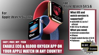 ACTIVATE ECG ON APPLE WATCH INCLUDING BLOOD OXYGENFOR S6  ANY COUNTRY  iOS1314  2020 [upl. by Llerdnam]