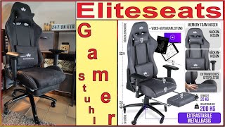 ELITESEATS Gaming Stuhl  Atmungsaktiv mit Fußstütze amp 4D Armlehnen  ergonomischer Gamer Stuhl Test [upl. by Niwri]