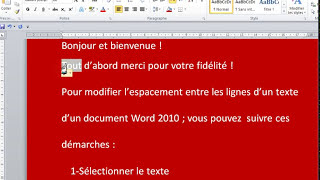 word 2010 comment utiliser linterligne [upl. by Nalyad]