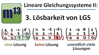 Lösungsmenge Linearer Gleichungssysteme  eine Lösung keine Lösung unendlich viele Lösungen [upl. by Mehalick125]