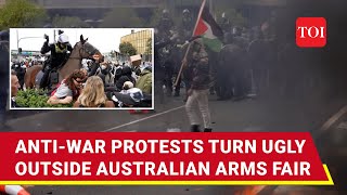 Melbourne Erupts Missiles Fired Acid Hurled Cops Pelted At Massive Protests  Gaza War [upl. by Ardnalac]