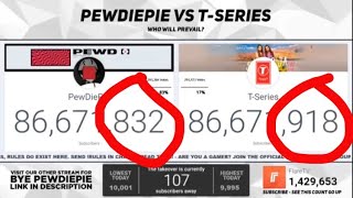 TSERIES PASSING PEWDIEPIE for 8 minutes [upl. by Gonyea]