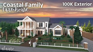 Coastal Family Farmhouse 100K Exterior  Bloxburg Speed Build [upl. by Anotyal]