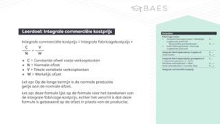 Integrale commerciële kostprijs berekenen  BAES Education [upl. by Jacquenetta602]