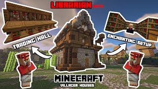 Minecraft  Librarians house with TRADING HALL and ENCHANTING SETUP  Villager house tutorial [upl. by Mintun]