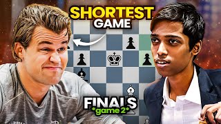 Shortest Game of Praggnanandhaa amp Magnus Carlsen in World Cup  Finals Game 2 [upl. by Assirim642]