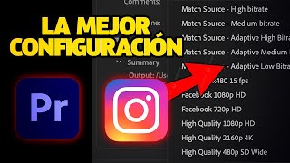 La Mejor Configuración Para Exportar Videos Para Instagram en Premiere en 2024 [upl. by Suiratnauq]