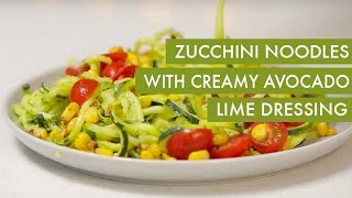 Zucchini Noodles with Creamy Avocado Lime Dressing I GlutenFree Vegan Spiralizer Recipe [upl. by Hearn35]