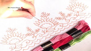 Hand Embroidery Border Floral Design for Dress [upl. by Nelhsa]