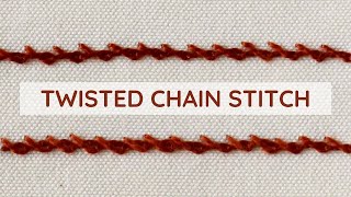 Twisted Chain Stitch Tutorial  Mastering Hand Embroidery Techniques [upl. by Hcirdla508]