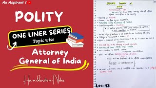 Attorney General of India  One Liners Topic wise  Indian Polity  Lec43  An Aspirant [upl. by Knapp]