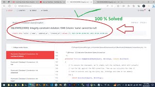 100  SOLVED SQLSTATE23000 Integrity constraint violation 1048 Column name cannot be null [upl. by Anitirhc867]