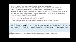 Lévaluation des entreprises par les flux de trésorerie disponible  DCF [upl. by Lyj]