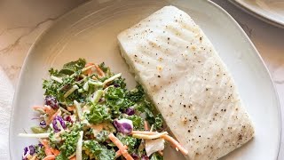 Quick Baked Halibut Filet Recipe [upl. by Noryak]