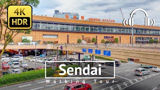 Biggest City in Tohoku Region Sendai Walking Tour  Miyagi Japan 4KHDRBinaural [upl. by Amesari]