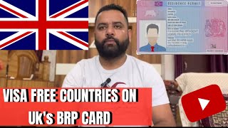 Visa Free Countries On UK 🇬🇧 BRP  Uks BRP Card Pe Koun Si Countries Mei Visa free ja sakte hain [upl. by Lenci]