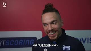 Eleftherios PETROUNIAS GRE  Interview after podium training [upl. by Eniluqcaj]