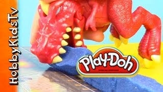 Play Doh Dinosaurs Eggs Surprise dino Jurassic World toy videos for kids [upl. by Enttirb]