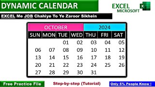 Create a Dynamic Monthly Calendar in Excel – Quick amp Easy [upl. by Reyam]