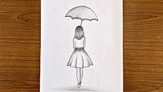 How to draw a girl with umbrella step by step  Easy drawing for girls step by step [upl. by Uund803]