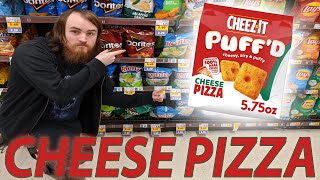 CHEEZ IT NEW PUFFD CHEESE PIZZA FLAVORED CRACKERS REVIEW [upl. by Kerin]