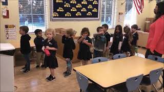 Transition from large group to line up and line up chant prek3 [upl. by Vogele422]