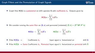 Lecture 51 – Permutation Equivariance of Graph Filters [upl. by Ynehpets772]