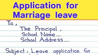 Application for marriage leave to Principal in English  Leave application for brother marriage [upl. by Pincus]