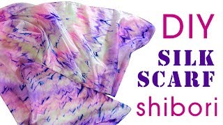 DIY Arashi Japanese Shibori Tie Dye Techniques How to dye fabric Silk scarf fold painting tutorial [upl. by Myrtle405]