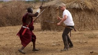 Freddie Flintoff Fighting Maasai with a Spear [upl. by Seuqirdor]