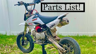 Piranha YX 140cc Pitster Pro X2 Parts List [upl. by Ynoble978]