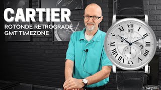 Cartier Rotonde Retrograde GMT Time Zone Steel Mens Watch W1556368 Review  SwissWatchExpo [upl. by Dranyer]