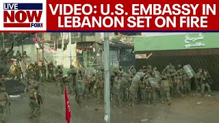 Breaking Israel war Rage erupts outside US embassy in Lebanon  LiveNOW from FOX [upl. by Aelanna798]