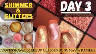 Shimmers and Glitters Study Day 3  professional Makeup Classes  sumayia rameez [upl. by Marlon]