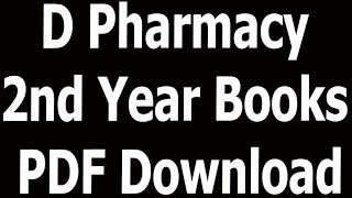 D Pharmacy 2nd Year Books PDF Download [upl. by Imas]