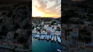 Symi sunset 🧡 symi symitv sunset islandlife greece dronevideo [upl. by Lerad]