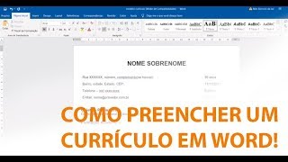 Como Preencher um Modelo de Currículo em Word e conseguir um emprego [upl. by Idissac613]