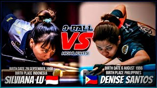 BABAENG TIRADOR NG PINAS DENISE SANTOS VS SILVIANA LU  9BALL TOURNAMENT  PHI VS INDO [upl. by Nihs268]