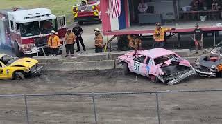 Demo Derby Big old boats at Oswego County Fairgrounds 2024 4oth of July [upl. by Nrublim]