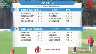 Vic Prem Cricket  U16 WJ Dowling Shield Male  Rd5  Casey South Melbourne v Frankston Peninsula [upl. by Gawain]