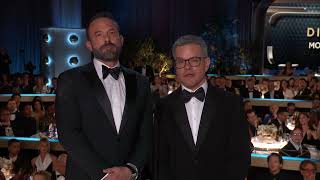 Ben Affleck amp Matt Damon Present Best Director – Motion Picture I 81st Annual Golden Globes [upl. by Misa]