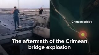 The aftermath of the Crimean bridge explosion [upl. by Bilac]