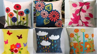 crochet Attractive quilted cushion cover ideas Applique pillow cushion cover designs [upl. by Starkey]