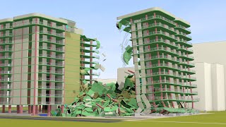 Condo Collapse Simulation  Champlain Towers South Surfside Florida Miami 8K [upl. by Lrac]