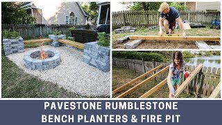 Pavestone RumbleStone Bench Planter and Fire Pit DIY Installation [upl. by Mendy]