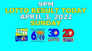 OLD 9pm Lotto Result Today April 3 2022 Sunday [upl. by Nodrog101]