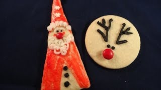 Triangle Santa and Simple Reindeer Cookies almond sugar cookies  with yoyomax12 [upl. by Atiuqram834]