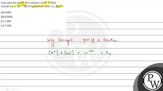 Calculate the pOH of a solution at25 C that contains1 1010M of hydronium ions ie [upl. by Savadove37]